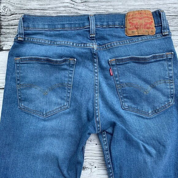 Levi's 511 Slim Straight Leg Blue Denim Jeans - Picture 4 of 7